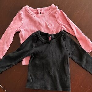 GAP Kids Ribbed Long Sleeve Tees in Pink and Black